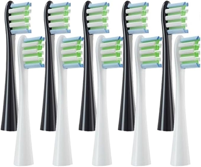 for One/ Air2 /SE/X/X PRO/ Z1/ F1 Electric Toothbrush Head 10 Pcs Replaceable Brush with Independent Package(5 White 5 Black)