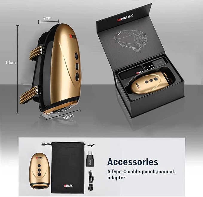 WMARK Barber Massager/Cordless Handheld Massager Charge Neck/Legs/Hand/Face Massager 2 Massage Nodes 2600AMHGolden
