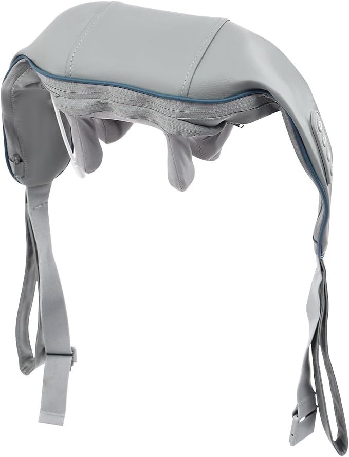 Neck Massager for Pain Relief Deep Tissue 5D Kneading Neck and Shoulder Massager with Heat 6 Massage Heads Rechargeable Massager Gifts for Women Men Mom Dad (Grey)