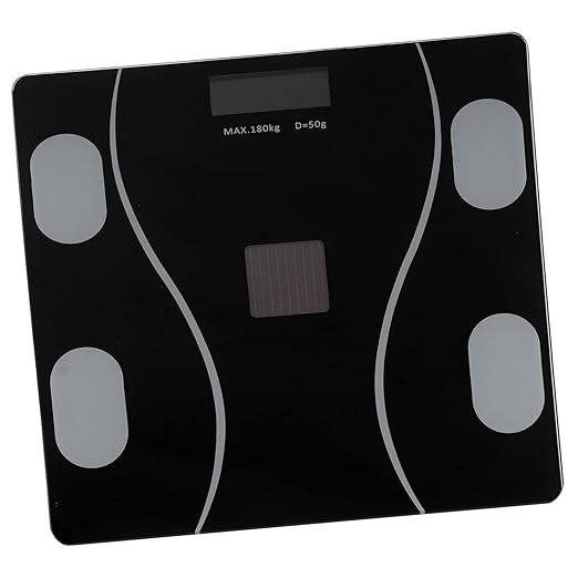 Baluue Practical Digital Body Weight Scale with USB Charging and Solar Power Accurate Fat and Bmi Measurement Tempered Glass for Monitoring