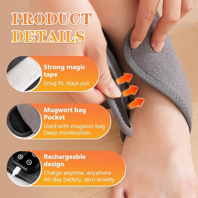 Foot Advanced Renew Triple Method Massager with 5 Vibration Modes and 6 Heat Levels Suitable for Reduce Fatigue and Plantar Fasciitis Travel &amp Home Use（Grey 2pcs）