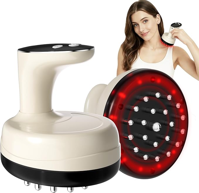 Electric Body Massager for Relaxation Gentle Vibration &amp Warming Massage with Smooth Edge Glide Design for Legs Arms &amp Abdomen Home Wellness Tool White/Beige