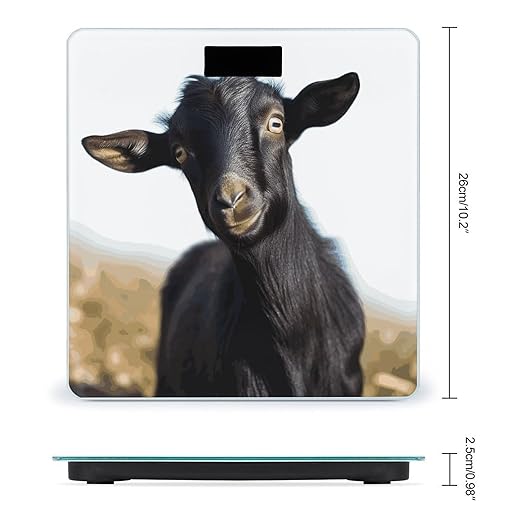 Cute Black Goat Animal Bathroom Scale Automatic Power On/Off Body Scales LCD Backlight Display Square Digital Scale Rounded Corners Bathroom Scales for Home Bedrooms