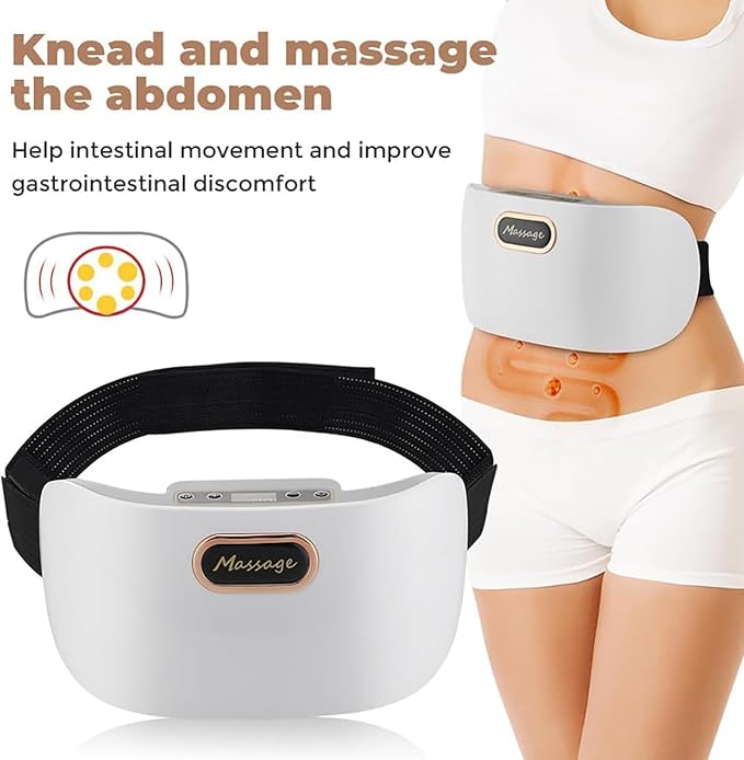 Abdominal Massager Abdominal Massager Electric Bian Stone Tummy Kneading Instrument 3 Massage Modes Visualized Power for Heat to Relieve Indigestion Bloating Constipation Period Cramps