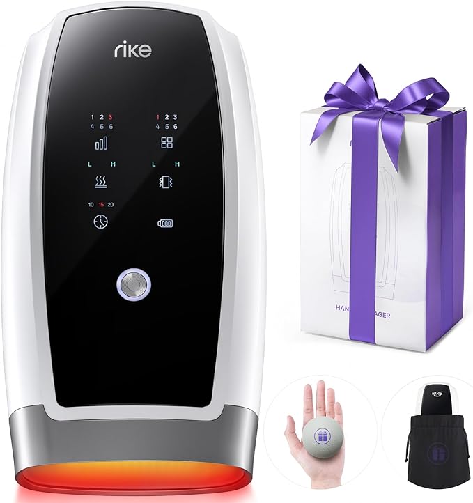 RIKE Hand Massager 6 Modes 6 Intensities Hand Massager with Heat and Compression Arthritis and Carpal Tunnel Valentines Day Gifts for WomenWhite Elephant Gifts for Adults (White)