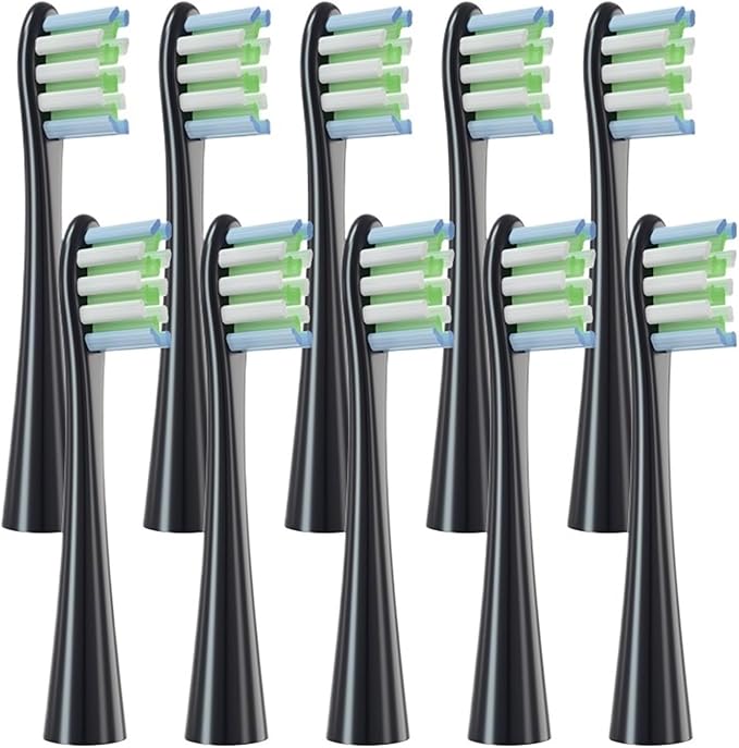 10PCS Replacement Brush Heads Compatible for X/X PRO/ Z1/ F1/ One/Air 2 /SE Toothbrush Nozzles(10pcs Black)