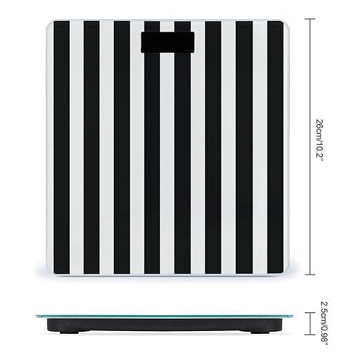 Black &amp White Stripe Scale with LCD Precision Weighing Scales Sturdy Tempered Glass Weight Scales Easy-to-Read Anti-Slip Weight Digital Bathroom Scale for Daily
