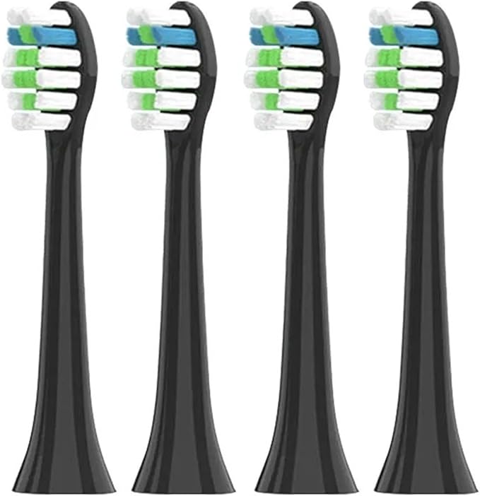Compatible for Electric Toothbrush O2 Replacement Heads Medium Hardness Nozzles Brush(4PCS Black)
