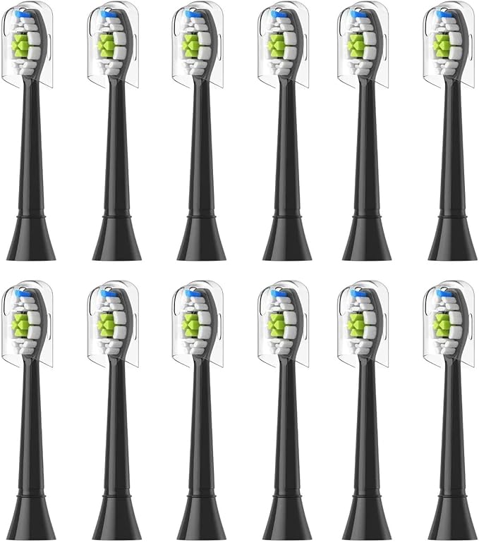 R4/8/12/16pcs Replacement Toothbrush Heads Compatible for with Philips Electric Brush Head 4100 6500 6100 7500 5300 1100(12pcs Black)