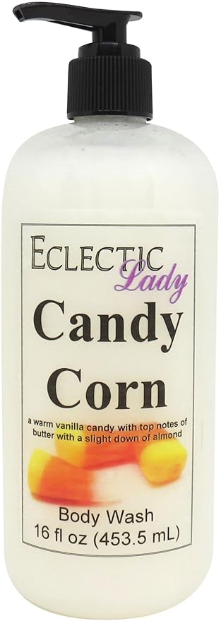 Eclectic Lady Liquid Pearl Body Wash - Candy Corn Scent 3-in-1 Use For Bubble Bath Hand Soap &amp Body Wash Phthalate-Free Candy Corn Fragrance Handcrafted in USA (16 oz)