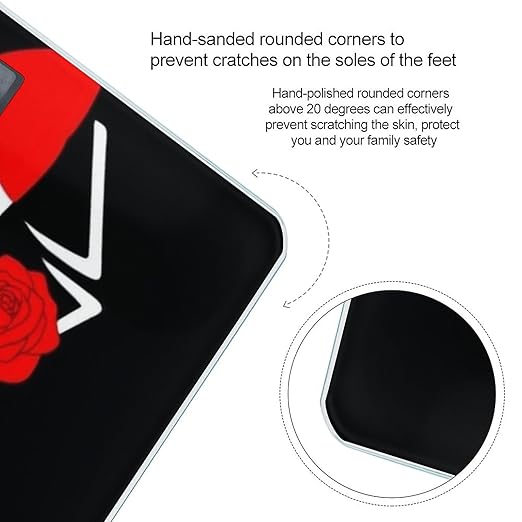 Women's Fashion Automatic Switch Digital Bathroom Weighing Scale Smart Scale Tuxedo Red Rose Black