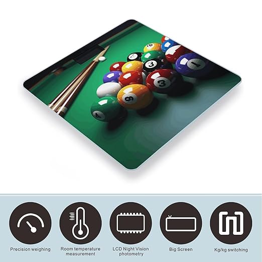 Billiards Scale for Body Weight Safe Rounded Corners Tempered Glass Digital Bathroom Scale LED Display 400lb Capacity Weight Scales with High Precision Sensors