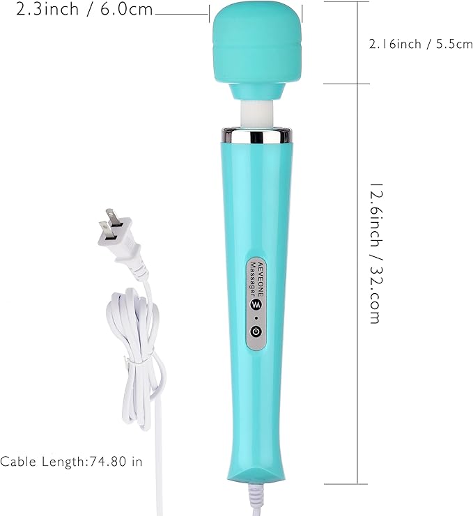 Wired Powerful Handheld Electric Massager with Strong 10 Modes Personal Back Massage for Sports Recovery Muscle Aches Relaxing Body (Light Blue)