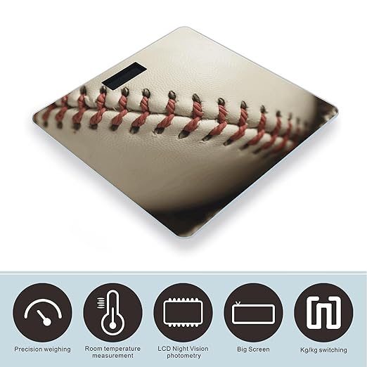 Baseball Lace Close Up Smart Scale for Body Weight Accurate Bathroom Scale with LED Display Digital Weight Scales Weighing Machine High Precision Scales for Bath Home
