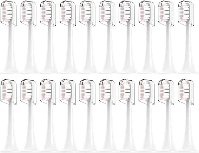 Compatible for Mijia T300/T500/T700 Sonic Toothbrush Heads Replaceable Refill Nozzles 4 Colors with Caps 4/20Pcs(20Pink)