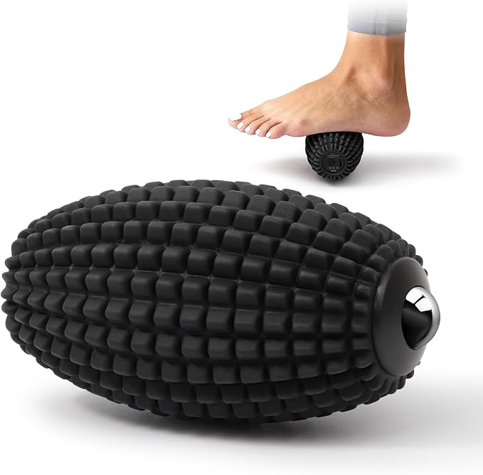 HODEMI Vibrating Massage Ball Roller with Rolling Head for Foot &amp Muscle Relaxation Electric Massage Ball with 3 Speeds for Myofascial Release Sports Recovery Yoga &amp Fitness (Black)