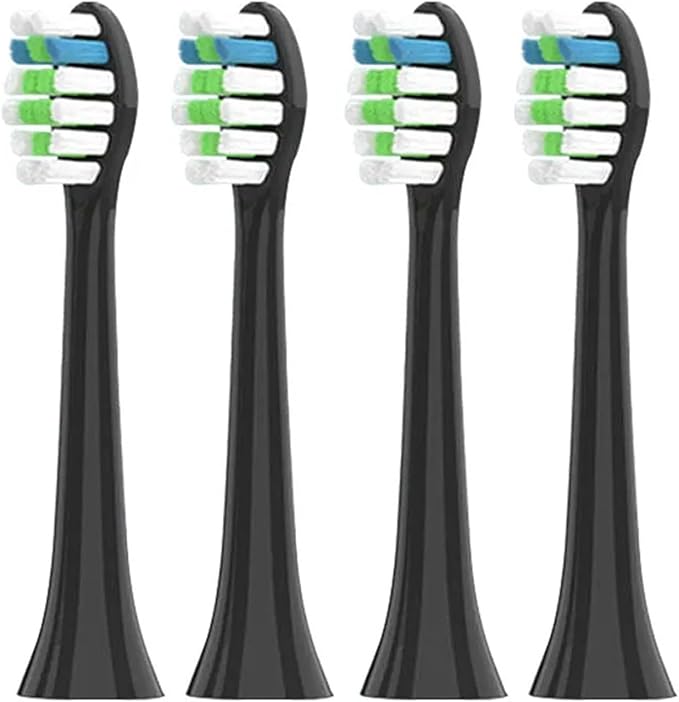 SuitableCompatible for Evowera Electric Toothbrush Planck O2 Replacement Heads Medium Hardness Vacuum(4PCS Black)