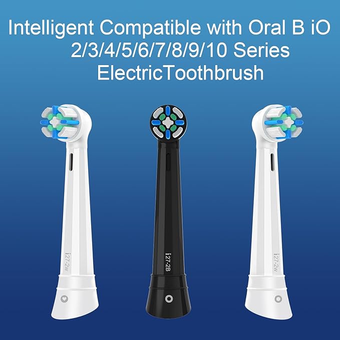 IO Replacement Heads Compatible with Oral B iO 2/3/4/5/6/7/8/9/10 Series Electric Toothbrush Brush Heads with Medium Bristles Compatible with Oral B iO for Gentle Dental Care (12 Black)