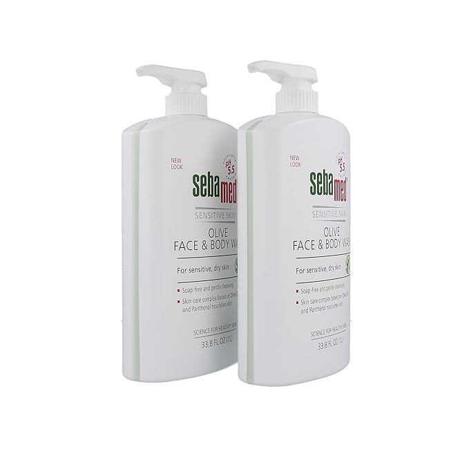 SEBAMED Olive Face &amp Body Wash Soap-free Ultra Mild Dermatologist Recommended for Sensitive and Delicate Dry Skin 1 Liter 2 Pack