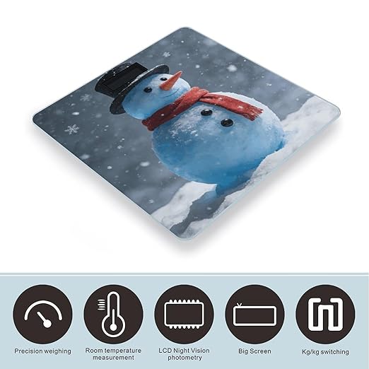 Blue Snowman Smart Scale for Body Weight Digital Bathroom Scale Toughened Glass Weight Scale with Large LCD Backlight Display High Precision Scales Weighing Machine