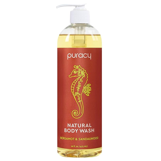 Puracy Body Wash Natural Body Wash 98.6% Pure Plant Ingredients Moisturizing Shower Gel for Women Men Kids Body Soap for Dry Sensitive Skin Gently Scented with Bergamot &amp Sandalwood 16 Fl Oz