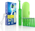 360 Rotating Toothbrush (Six Brush HeadsGreen)