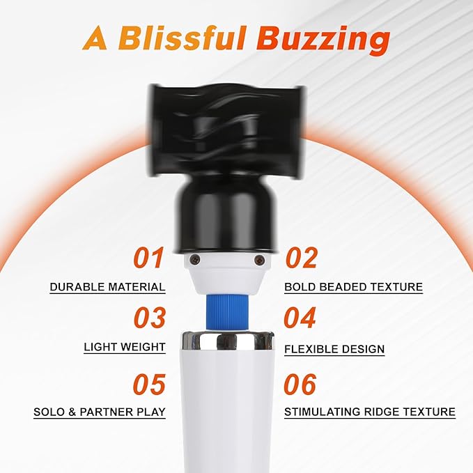 NUHUi 6Pcs Massage Head Attachments Accessories Black + A Large Size Massager for Back