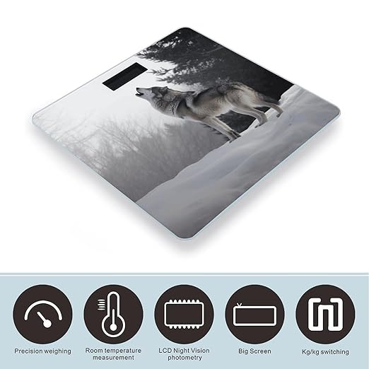 Howling WolfScale for Body Weight with LCD High Precision Weighing Scales Fashion Sturdy Tempered Glass Weight Scales Easy-to-Read Digital Bathroom Scale for Daily 400lb