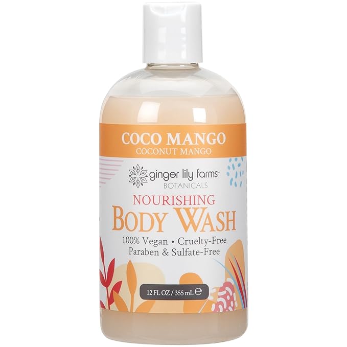 Ginger Lily Farms Botanicals Nourishing Body Wash Coco Mango 100% Vegan &amp Cruelty-Free Coconut Mango Scent 12 Fl Oz (Pack of 6)