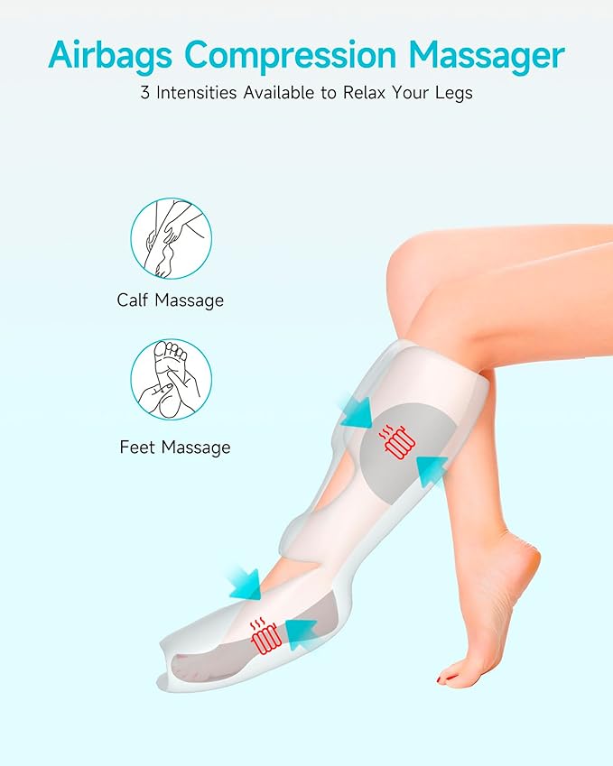 ALLJOY Gifts for Men Women Leg Massager for Circulation and Pain Relief FSA Leg Massager with Heat and Compression 6 Modes 3 Intensities 2 Heat Levels