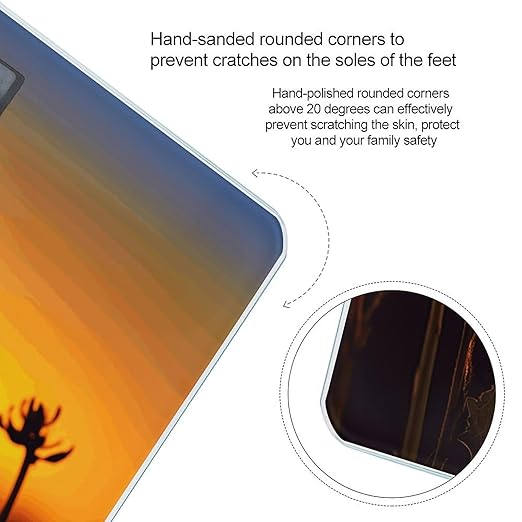 Sunset Dandelion Bathroom Scale Large LCD Backlight Display Digital Scale Rounded Corners Body Scales Automatic Power On/Off Bathroom Scales for Home Bedrooms