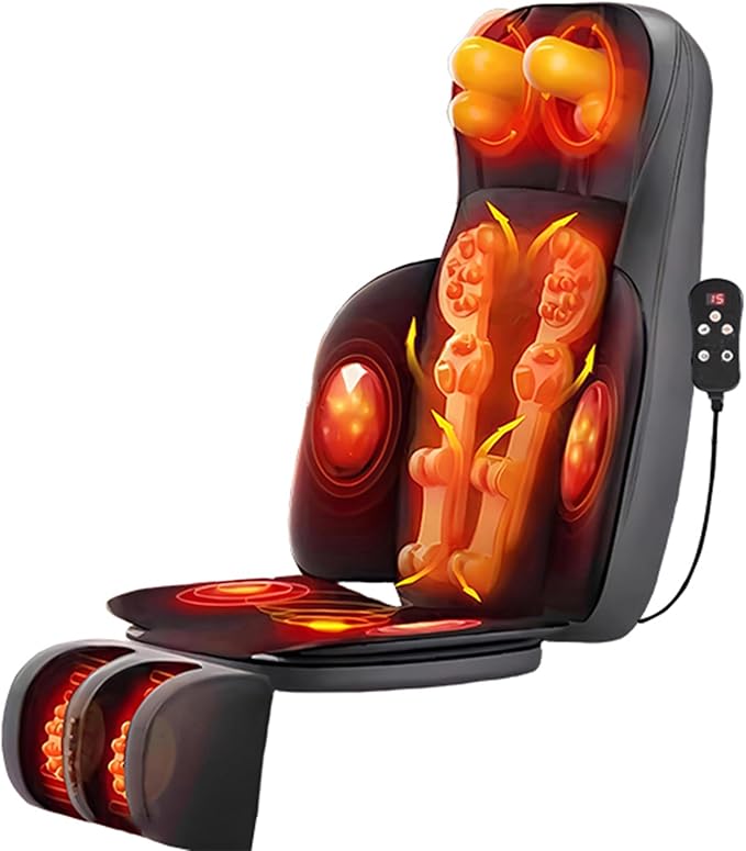 Lvrunben Shiatsu Back Massager with Heat 3D Kneading Massage Chair Pad Electric Massage Seat Cushion for Body NeckShoulder with Movable Multi-Function Leg and Foot Massager for 62-69 inches