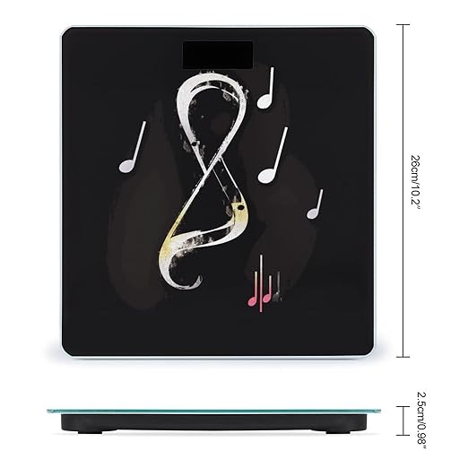 Music Notes Weight Scale Digital Electronic Scales Bathroom Scale Larg LCD Backlight Display High Precision MeasurementsTempered Glass
