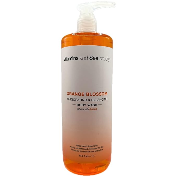 VITAMINS AND SEA BEAUTY Orange Blossom Body Wash Invigorating &amp Balancing Infused with Sea Salt 33.8 fl oz