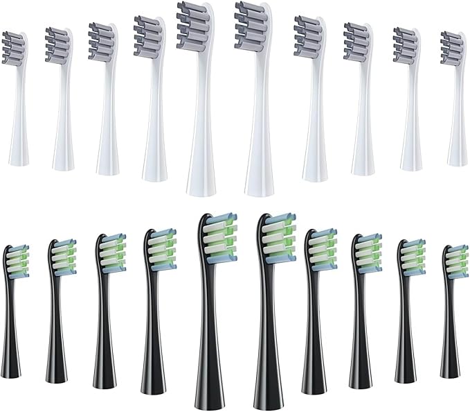 Replacement Brush Head Compatible with Oclean X/X Pro/SE+/ Air / Z1 / F1 / One Electric Toothbrush Soft Bristle Brushes Replaceable Head Fit Sonic(10 Grey 10 Black)