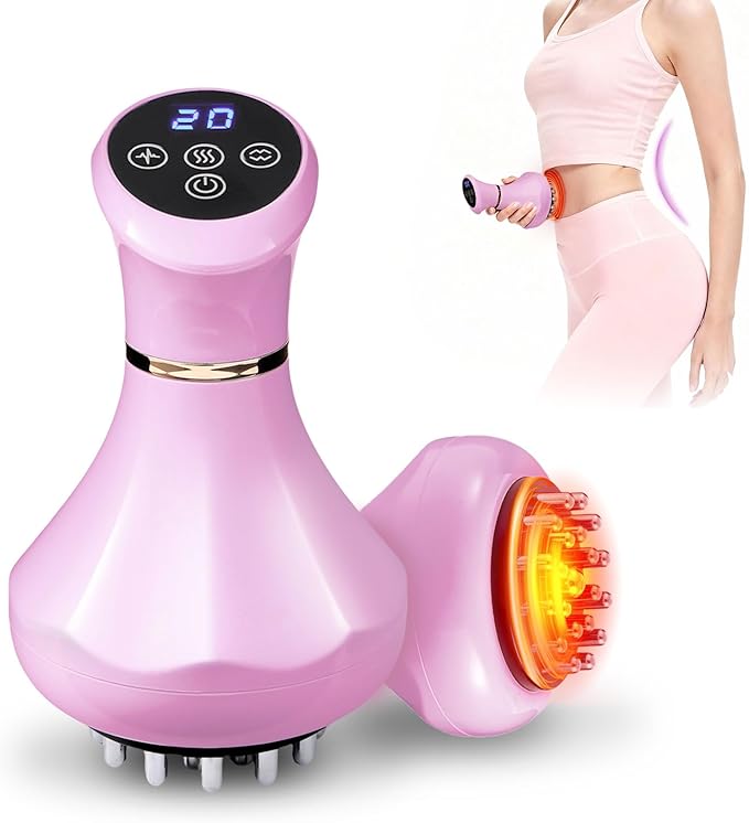 Lymphatic Drainage Massager4-in-1 Electric Body Sculpting BrushHelps Reduce Stretch Marks&ampCellulite for RelaxationMulti-Speed Anti Cellulite Massage Tool for Belly Legs Arms(Pink)