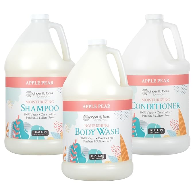 Ginger Lily Farms Botanicals Body Wash + Shampoo + Conditioner Bundle Apple Pear