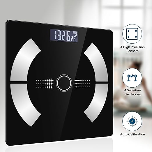 Body Fat Scale Smart Weight Scale Digital Bathroom Scale with Bluetooth functionality Capable of Analyzing Body Fat Muscle Mass Water Content and Bone Mass.