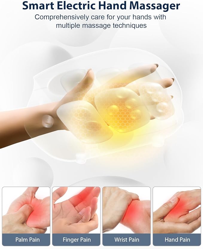 CINCOM Hand Massager - Cordless Hand Massager with Heat and Compression for Arthritis and Carpal Tunnel Gifts for Women(Pink)