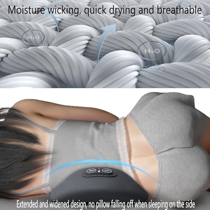 3-in-1 Back Massager Electric Lumbar Support Pillow with Heat &amp Vibration Waist Wedge Bolster for Bed or Office Chair Lower Back Pain Relief (Black1pcs)