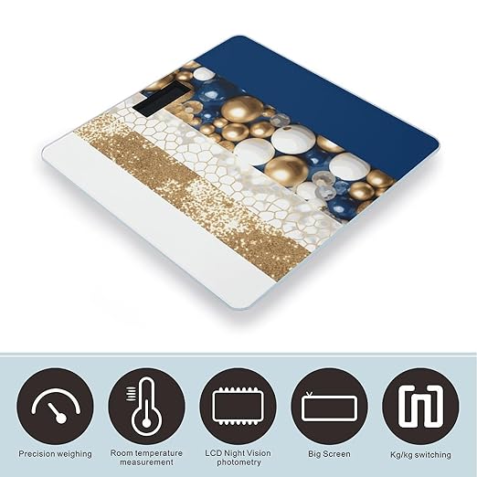 Gold Blue White Weight Scale Digital Electronic Scales Bathroom Scale Larg LCD Backlight Display High Precision MeasurementsTempered Glass