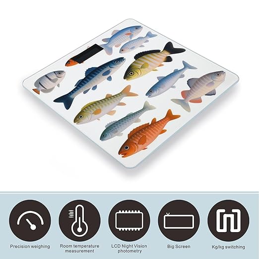 Different Fish Smart Scale for Body Weight Accurate Bathroom Scale with LED Display Digital Weight Scales Weighing Machine High Precision Scales for Bath Home