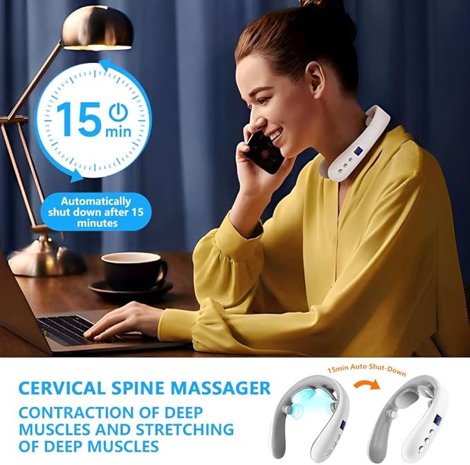 Neck Massager with Heat Electric Pulse Neck Massager for Pain Relief Wireless Neckology Intelligent Massager for Women