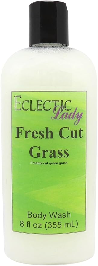 Eclectic Lady Liquid Pearl Body Wash - Fresh Cut Grass Scent 3-in-1 Use For Bubble Bath Hand Soap &amp Body Wash Phthalate-Free Fresh Cut Grass Fragrance Handcrafted in USA (8 oz)