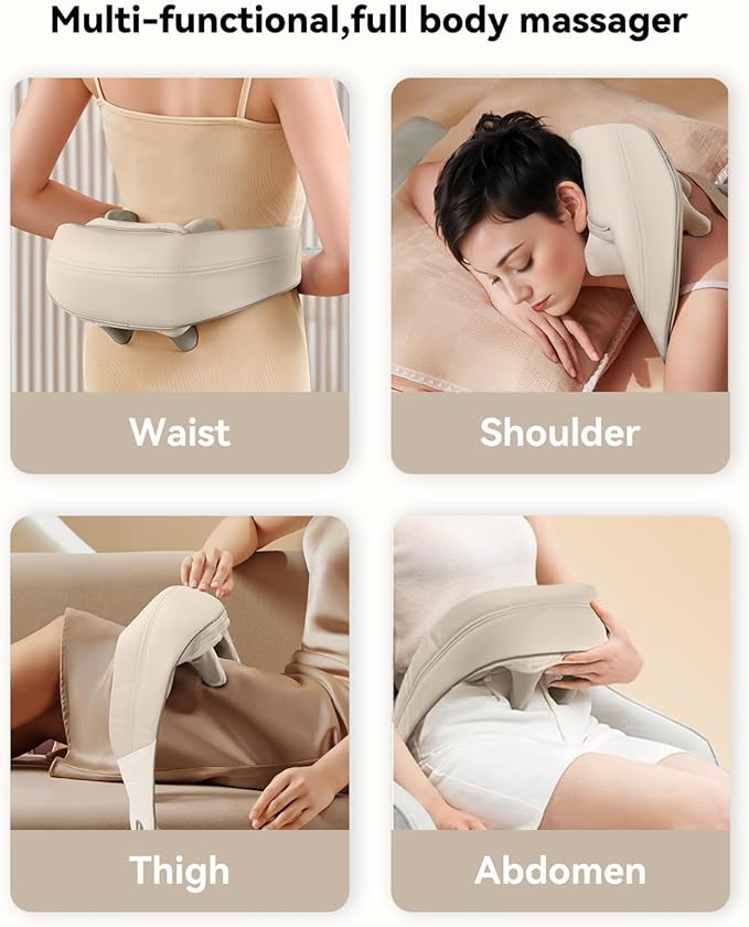 Snailax Cordless Neck Massager with Heat Kneading Neck and Shoulder Massager Deep Tissue Shiatsu Back Pillow 2 Heating LevelsGifts for Mom Dad