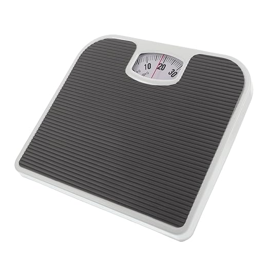 TEHAUX Analog Mechanical Bathroom Scale for Body Weight Measurement Gray Precision Personal Scale with Rotating Dial Home Use Health Monitor for Adults and Travel