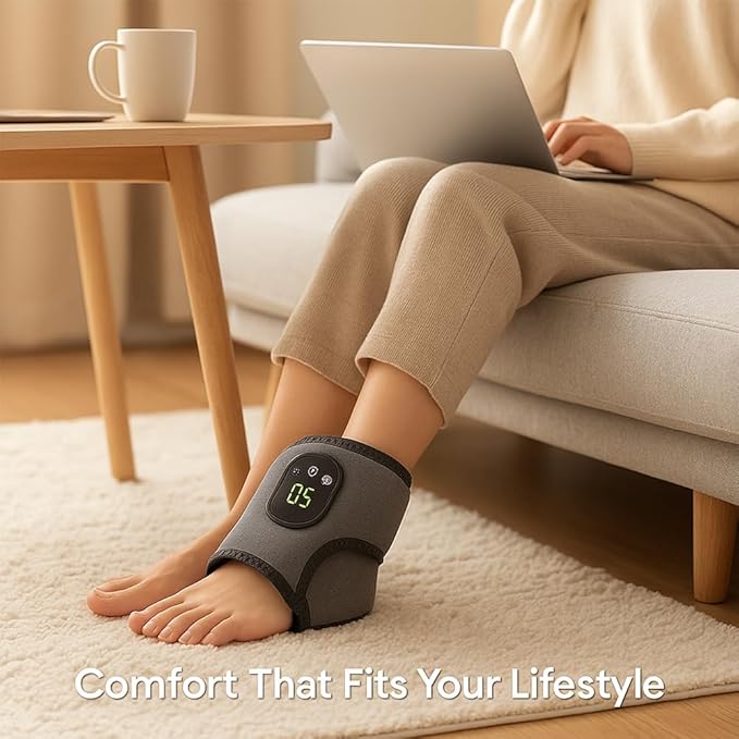 2026 New Upgranded Foot Revive Massager for Neuropathy Portable Triple Method Heated Ankle Wrap with Extension Strap 3 Vibration Modes 5 Heat Levels for Foot Relaxation (1 pcs)