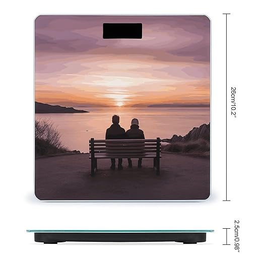 Sunset Scale for Body Weight Anti-Slip Digital Bathroom Scale Sturdy Toughened Glass Weighing Scales High Precision Safe Rounded Corners Smart Scales