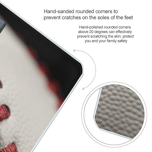 Baseball Lace Close Up Scale for Body Weight High Precision Digital Weight Scales with LCD Display Anti-Slip Sturdy Slim Tempered Glass Bathroom Scale for Home Use