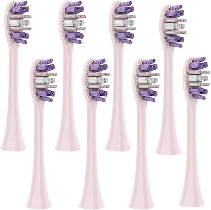 Electric Toothbrush Replacement Brush Heads - Compatible for SEAGO S2/S5/S10/SK2(8 Pink Toothbrush Heads)